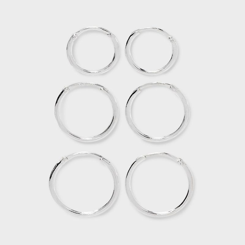 Endless Hoop Earring Set 3pc - A New Day™ Silver