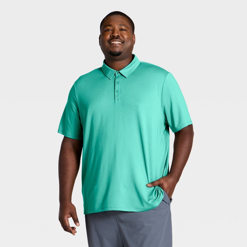 Men's Big Linear Mesh Polo Shirt - All In Motion™ Turquoise Green 3XL