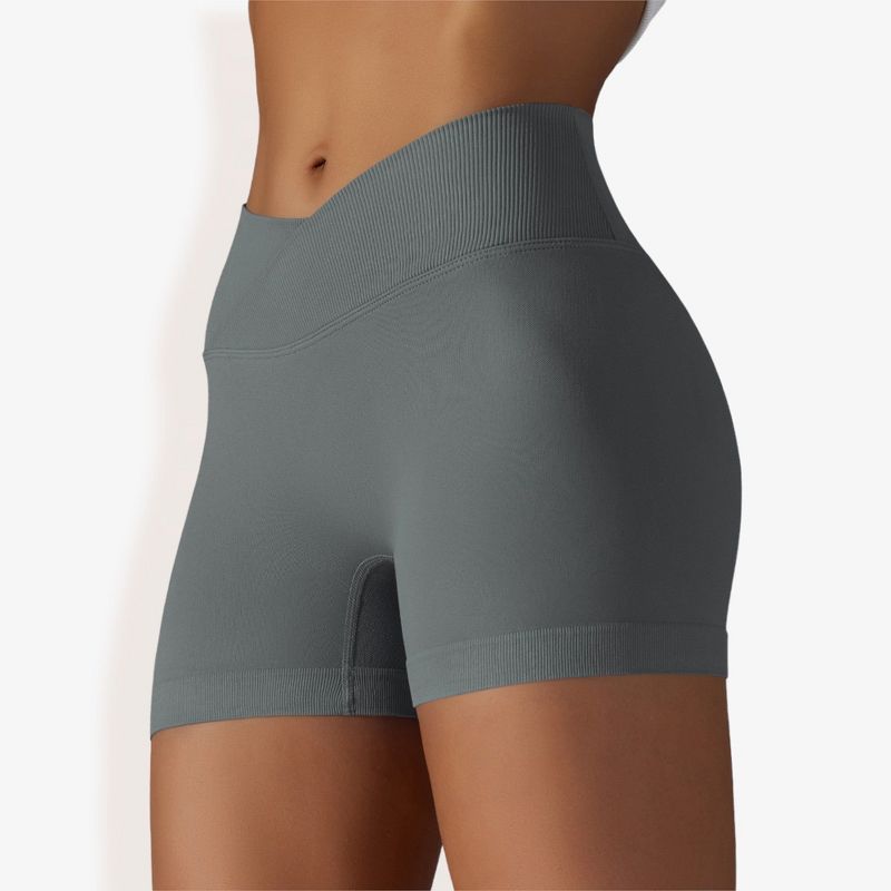 Anna-Kaci Active Women's High Waist Seamless Ribbed Biker Shorts- X Large, Dark Gray