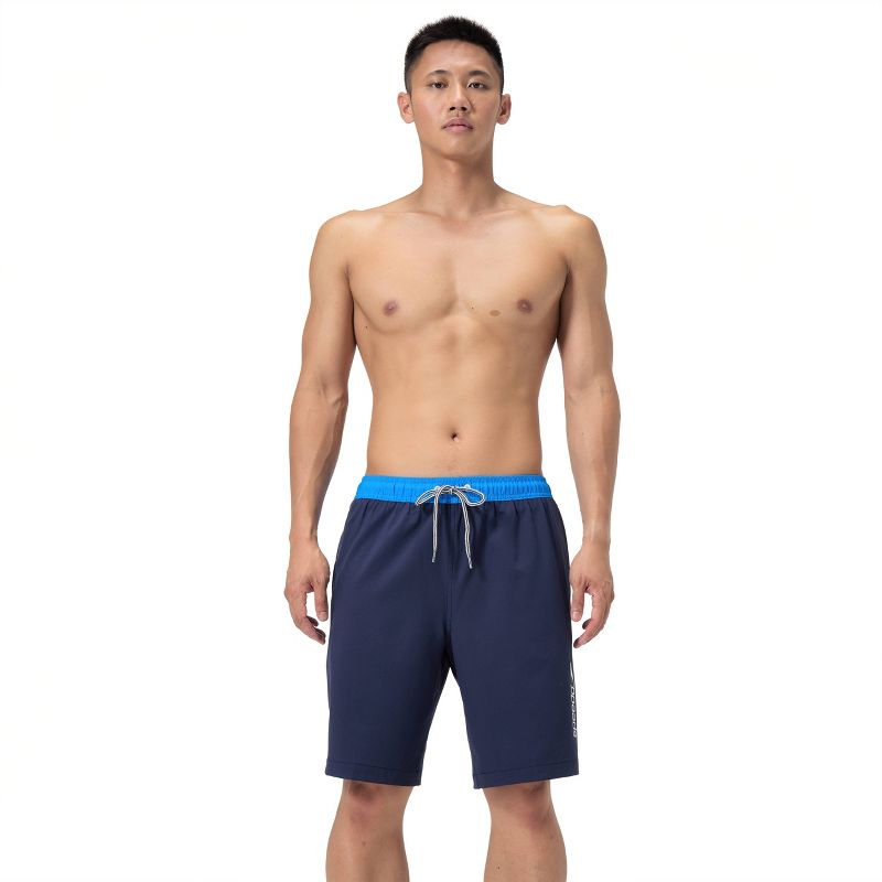 Men's 9" Speedo Marina Swim Shorts - Sea Blue L: Mesh Liner, UPF 50+, Zippered Pocket