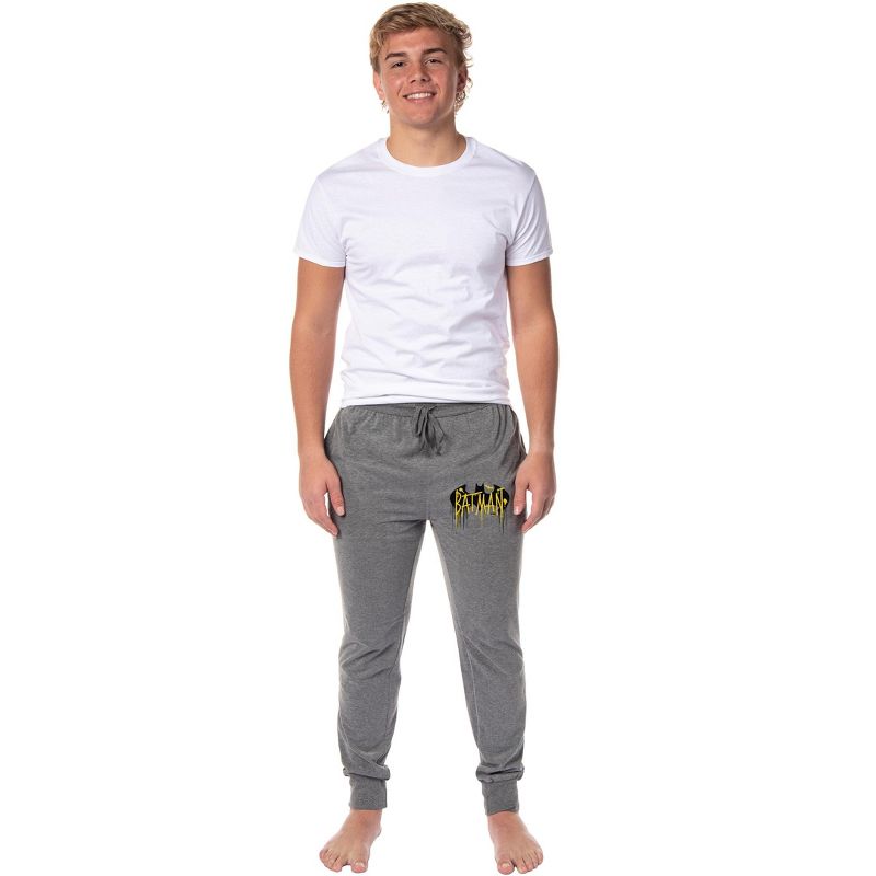 INTIMO DC Comics Men's Batman Vintage Classic Bat Logo Sleep Jogger Pajama Pants Medium Grey