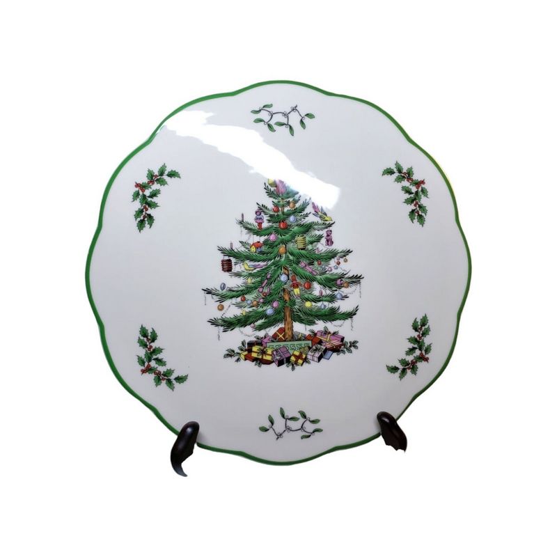 Spode Christmas Tree Round Trivet - 9" Heat Resistant Trivet for Hot Dishes, Pans - Holiday Kitchen Counter Tabletop Protector - Cheese Plate Platter