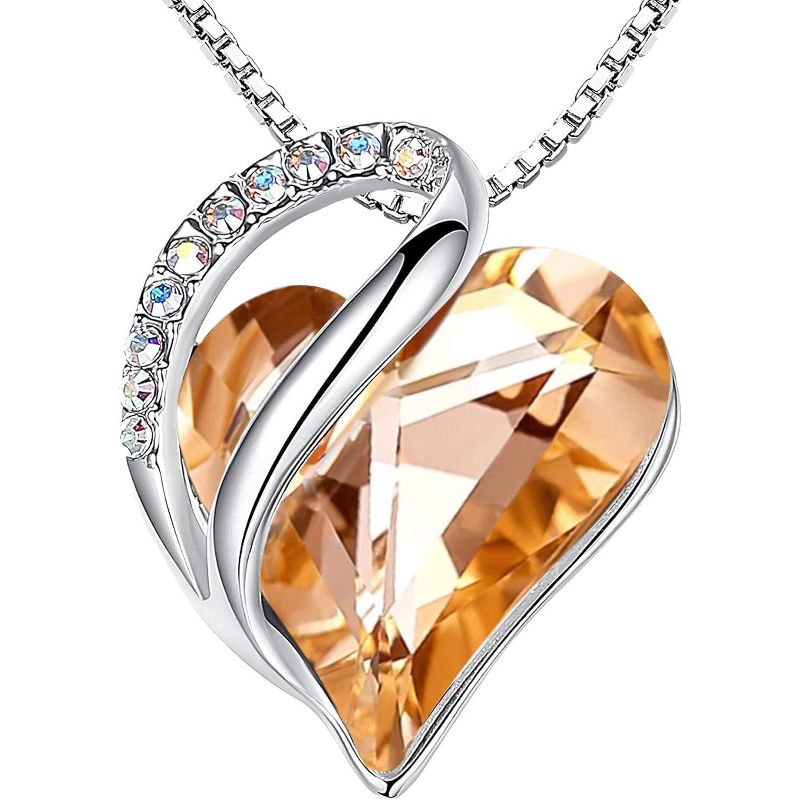 SmallRig Birthstone Heart Pendant Necklace Infinity Love Design Adjustable 18-20 Inch 16-Energy-Calcite Orange