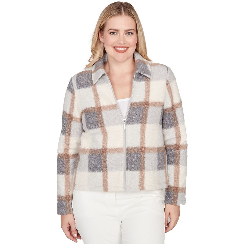 Alfred Dunner Women's Plaid Knit Boucle Jacket