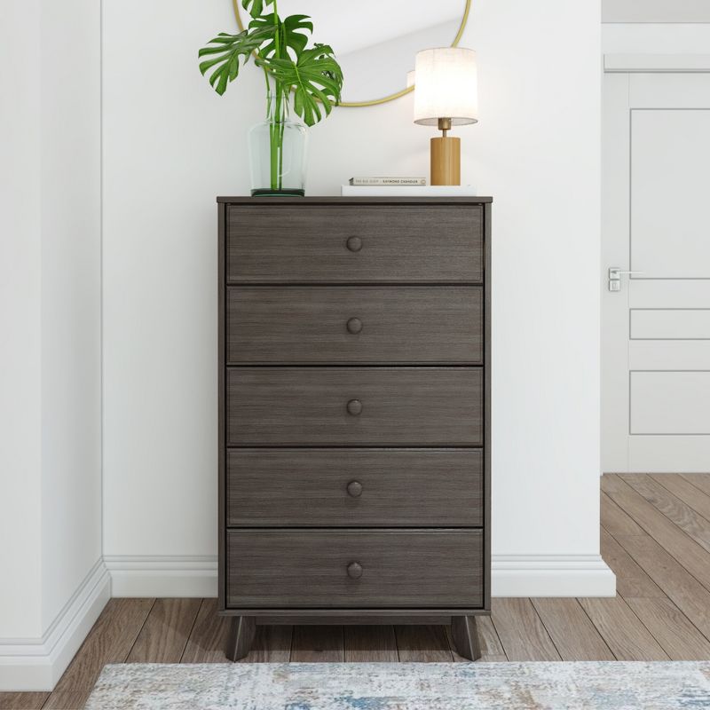 Plank+Beam Solid Wood Classic 5-Drawer Solid Wood Dresser, Storage Dresser for Bedroom, Chest of Drawers, Clay