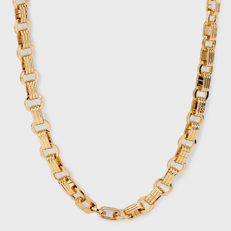 Link Chain Necklace with Cubic Zirconia Extender - A New Day™ Gold: 16" Cable Style, Lobster Claw Clasp, Recycled Steel