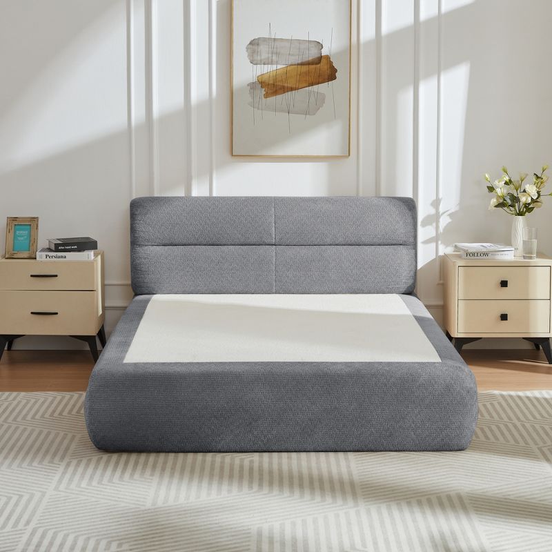 Queen Size Platform Bed with Headboard for Bedroom or Apartment