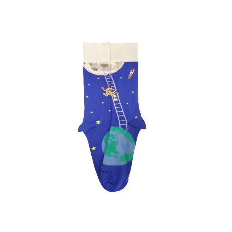 It is Good to Dream - Monkey Climbing Ladder to the Moon Socks from the Sock Panda (Men's Sizes, Adult Large)