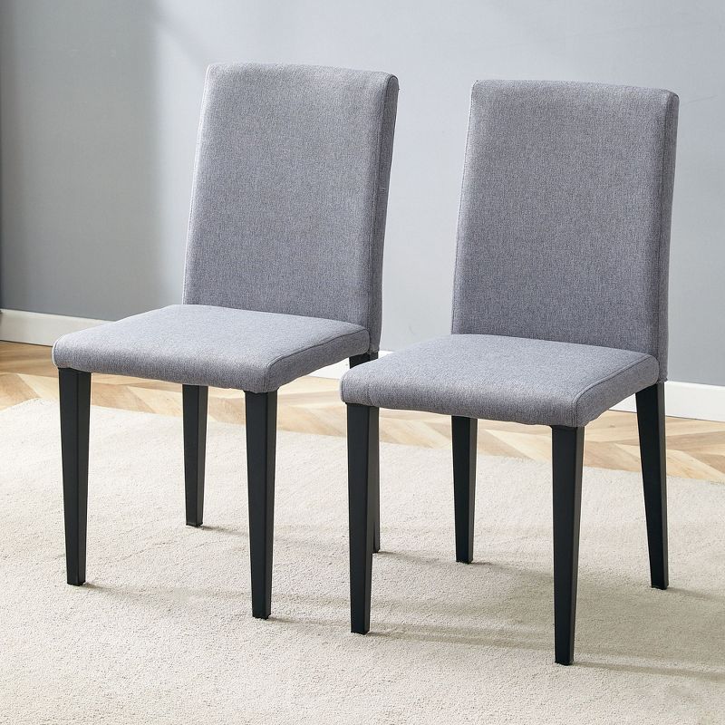 CAVINAS 18 Inch Minimalist Dining Chairs Restaurant Chair,Set of 2,Upholstery Chairs for Living Room,Restuaurant Furniture Chair,Metal Legs,Light Gray