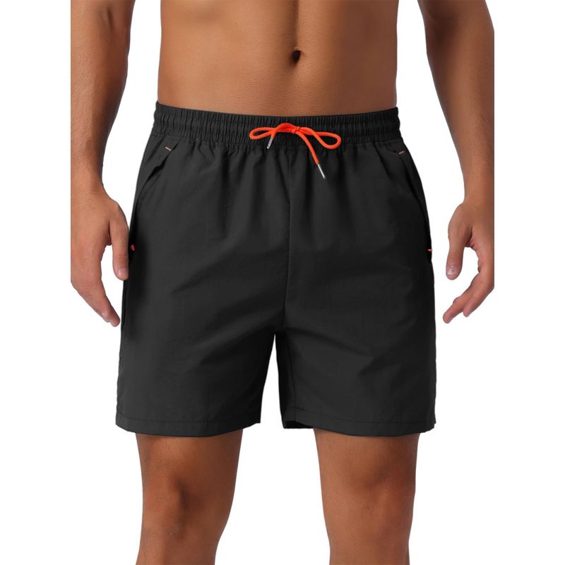 INSPIRE CHIC Men's Casual Summer Elastic Waist Drawstring Mesh Lining Swimming Beach Shorts Black 36