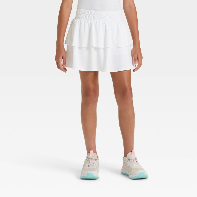 Girls' Ruffle Skort - All In Motion™ White M