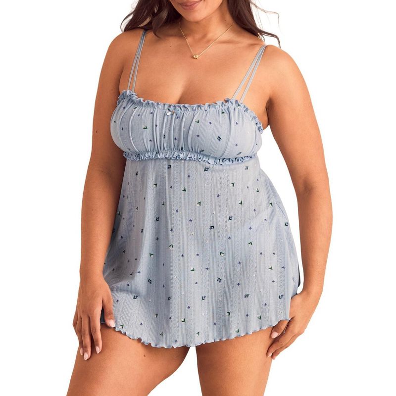 Adore Me Women's Ophylia Babydoll Sleepwear 2X / Drifted Florals C02 Blue.