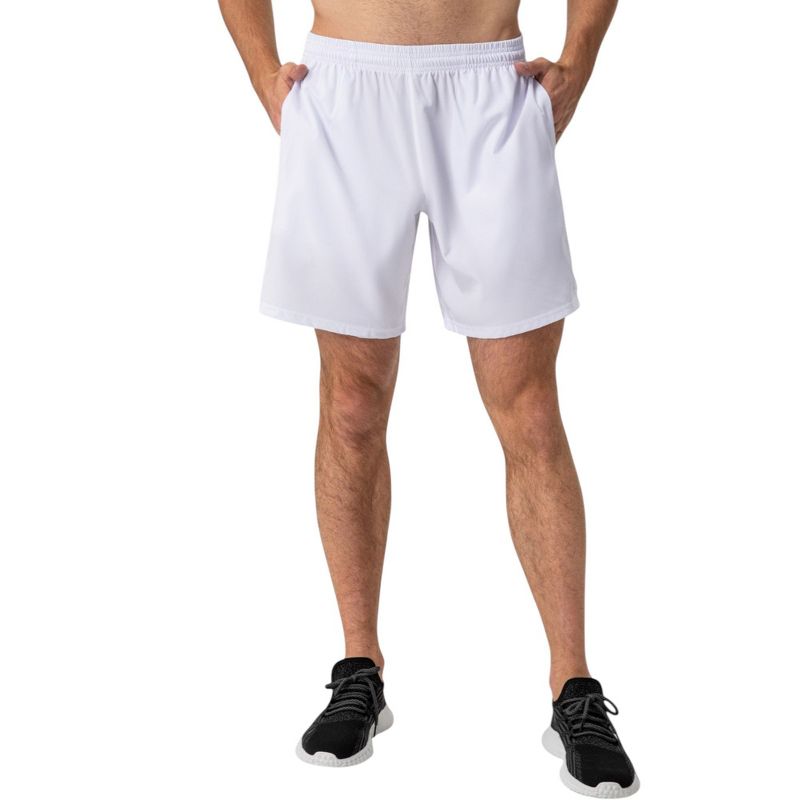 Anna-Kaci Active Men's Elastic Waist Athletic Shorts with Above-Knee Length and Relaxed Fit Design - Small, White