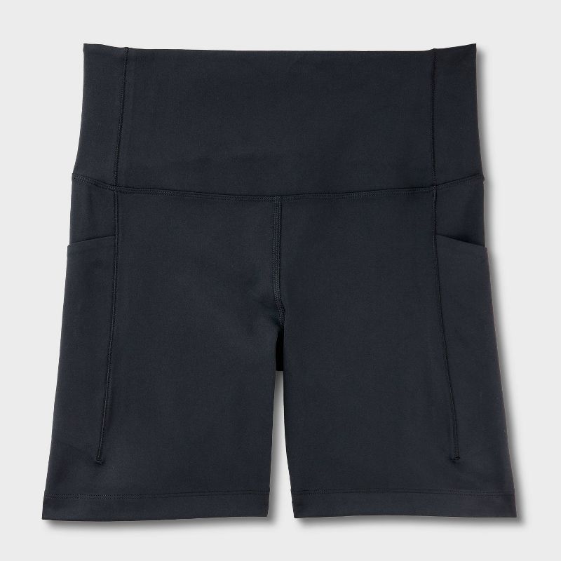 Women's 6" Dynamic Flex High Rise Pocketed Bike Shorts - All In Motion™ Black S