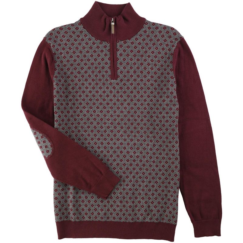 Tasso Elba Mens Diamond Patterned 1/4 Zip Pullover Sweater, portcombo, LT