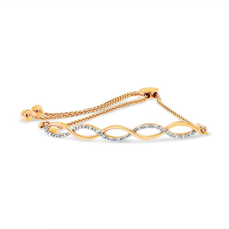 Haus of Brilliance Silver Diamond Infinity Twist Bolo Bracelet - Yellow