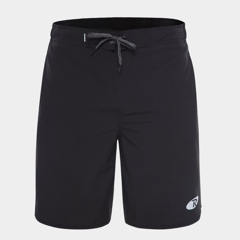 Rokka&Rolla Men's 9" Stretch Board Swim Trunks-Black, size Large