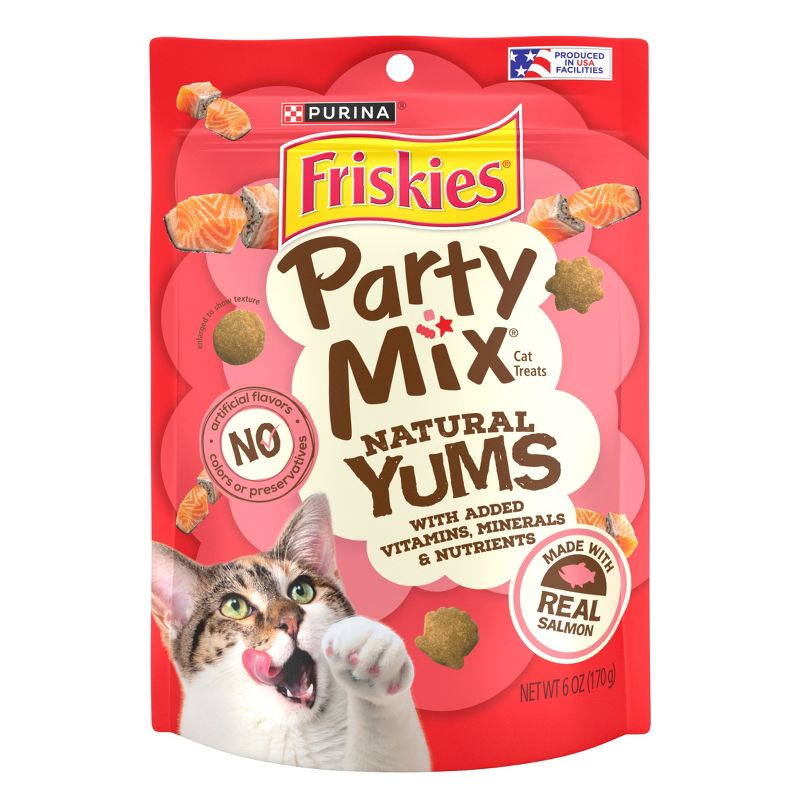 Purina Friskies Party Mix Seafood & Salmon Natural Yums Crunchy Cat Treats - 6oz