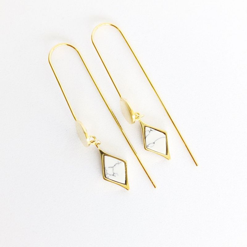 sanctuaire Marble Geo Drop Earrings Gold