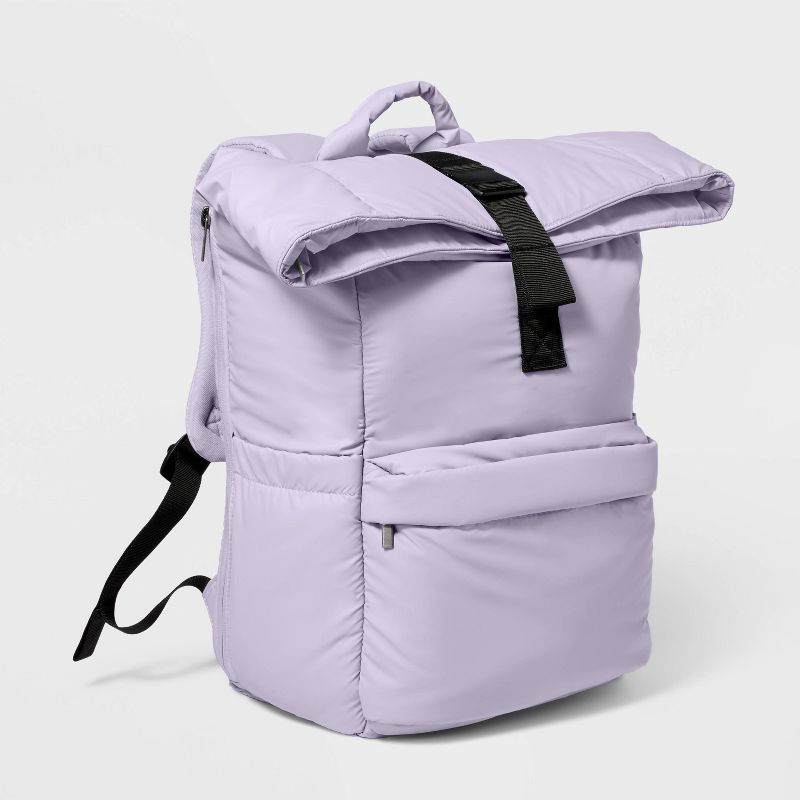 Puffer 16" Backpack Thistle - Open Story™: Laptop Bag, Water-Resistant, Recycled Polyester