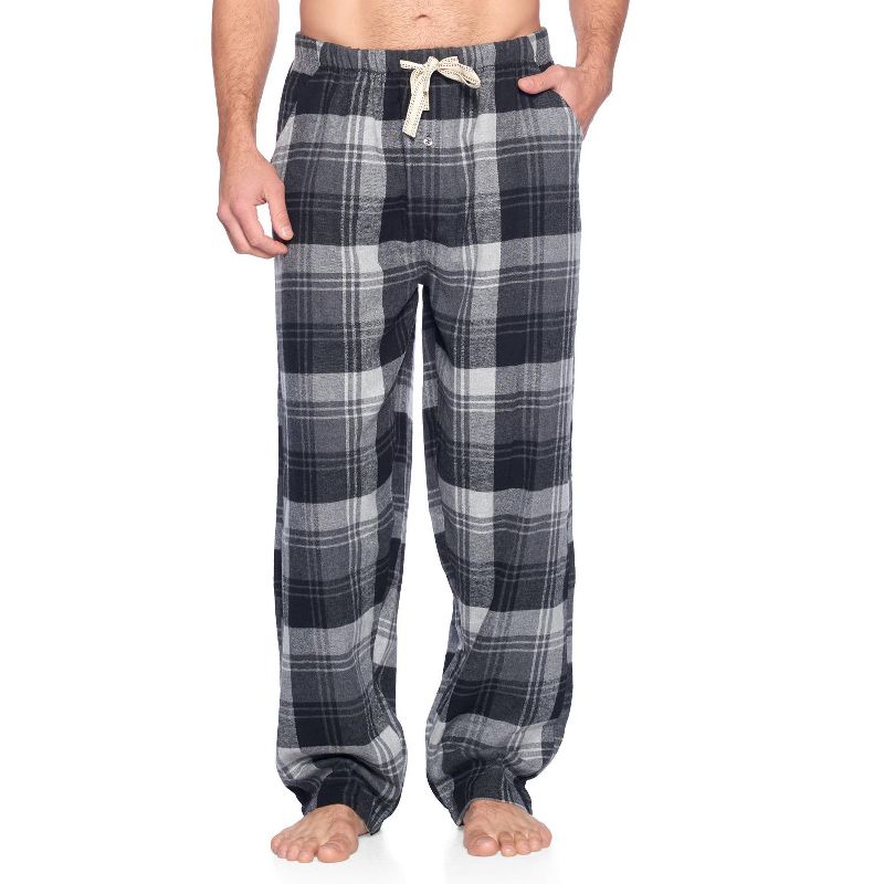 Ashford & Brooks Mens Super Soft Flannel Plaid Pajama Sleep Pants - Grey Plaid - 3X-Large