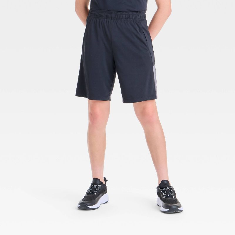 Boys' Training Shorts - All In Motion™ Black XL: Recycled Polyester, Elastic Waist, 8" Inseam