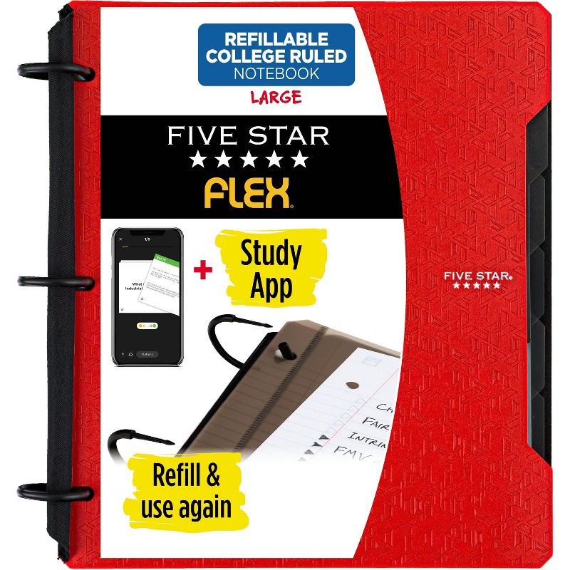 Five Star 100pg College Ruled Refillable 1" Notebinder Flex (Colors May Vary): Lined Paper, Flexible Cover, 8.5x11 Inches