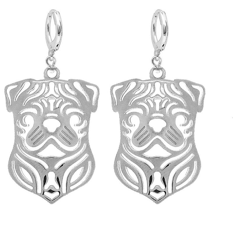 Pug Dog Sterling Silver Pendant Necklace Earrings Set Womens Ginger Lyne Collection - Earrings