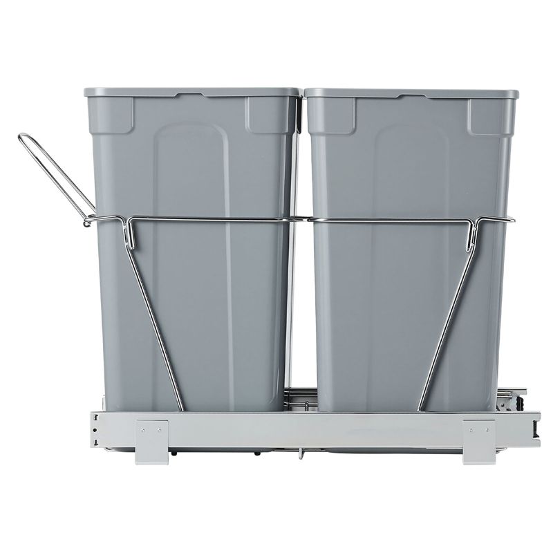 VEVOR Pullout Trash Can for Kitchen Cabinets, 27QTx2 Double Under Sink Garbage Waste Recycling Bin, Under Mount Waste Container, Gray