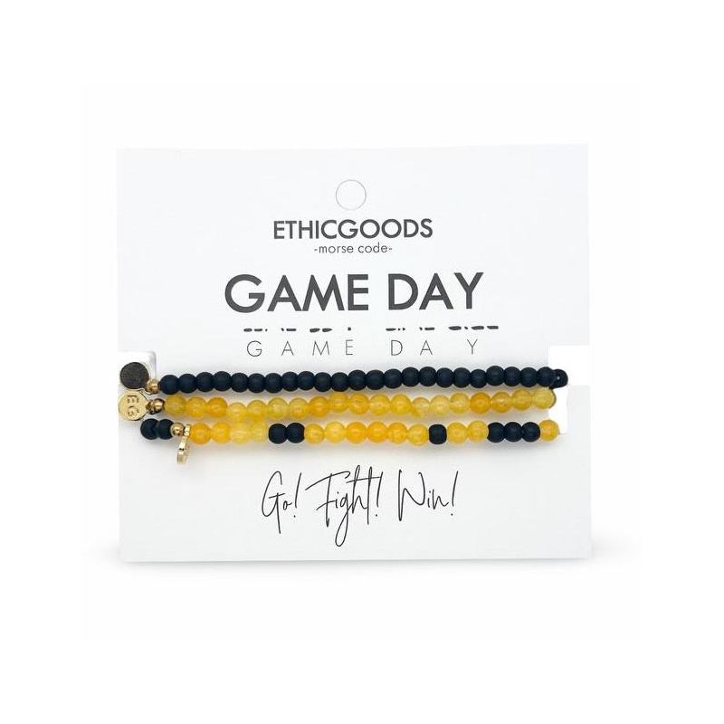 Morse Code Game Day Stacker Bracelets: Black & Yellow | ETHICGOODS