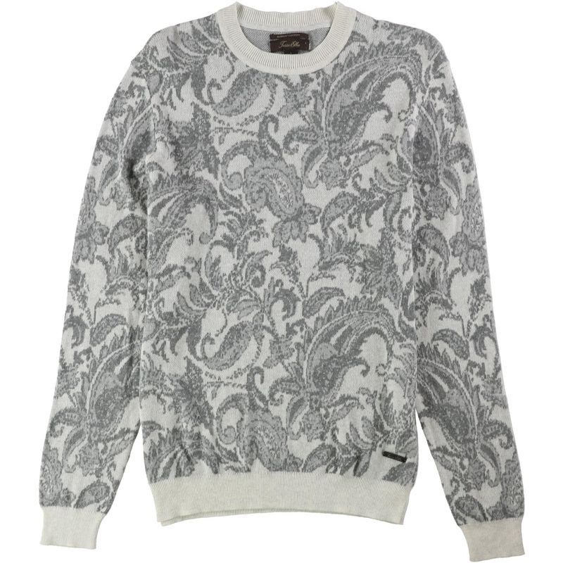 Tasso Elba Mens Paisley Pullover Sweater, ivorycombo, X-Large