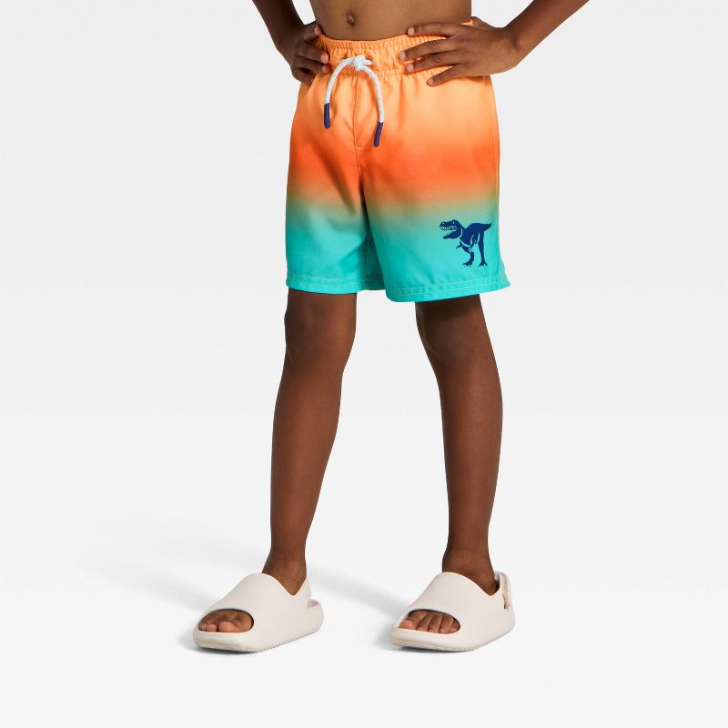 Infant Boys' Ombre Dino Swim Trunks - Cat & Jack™ Bright Orange 18M