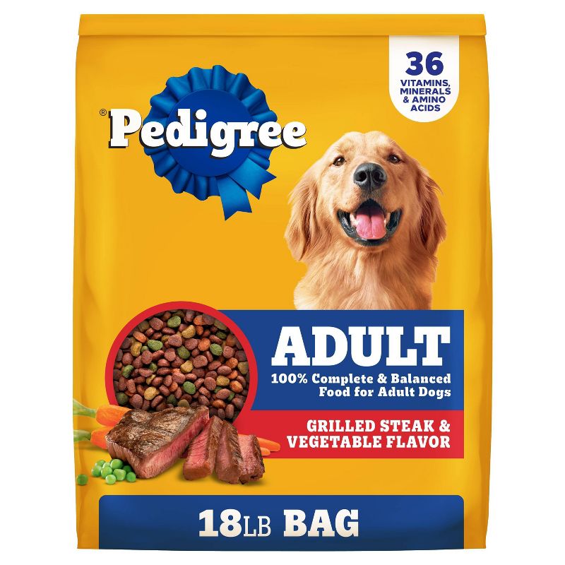 Pedigree Grilled Steak and Vegetable Flavor Adult Dry Dog Food - 18lbs