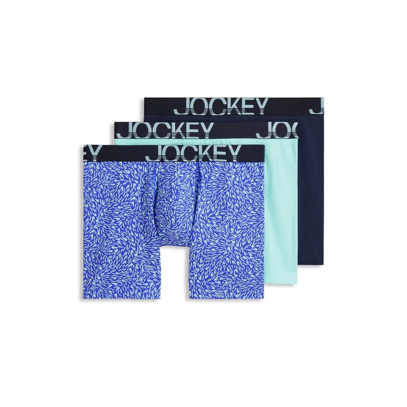 Jockey Men's ActiveStretch 7" Long Leg Boxer Brief - 3 Pack XL Iced Teal