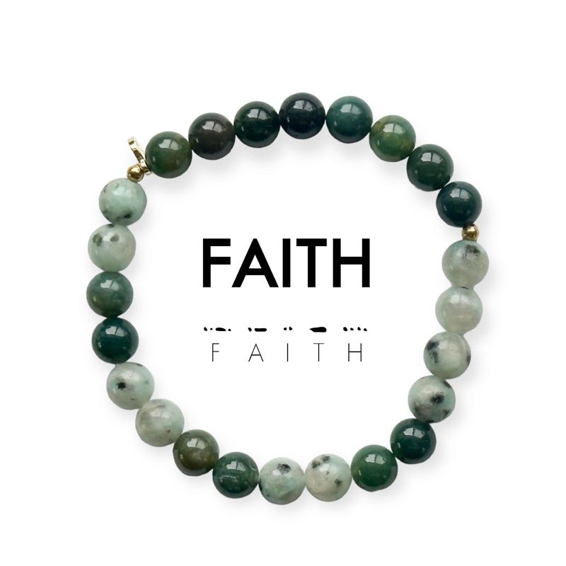 Morse Code Bracelet Extended 8mm: FAITH | Jasper & Dark Green - ETHICGOODS
