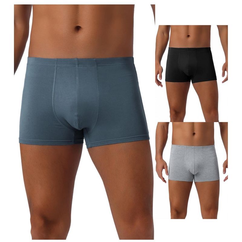 INSPIRE CHIC Men's 3 Pack Underwear Regular Fit Soft Comfortable Basic Boxer Briefs 1 Black 1 Dark Gray 1 Light Gray 32