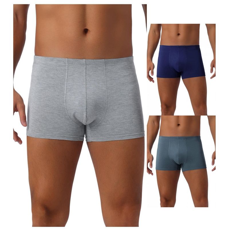 INSPIRE CHIC Men's 3 Pack Underwear Regular Fit Soft Comfortable Boxer Briefs 1 Dark Gray 1 Light Gray 1 Navy 34
