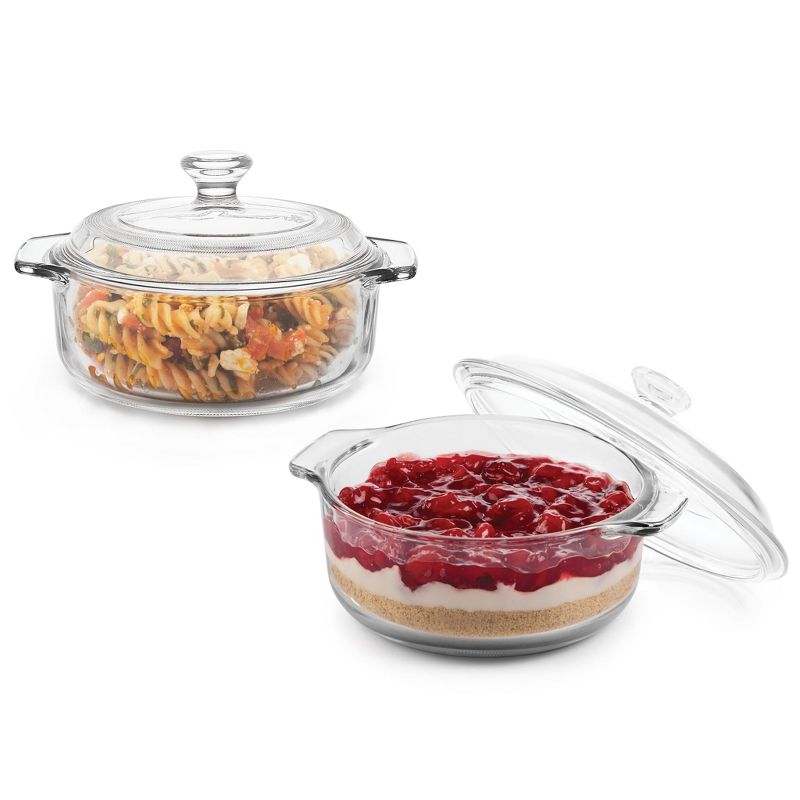 Libbey Baker's Basics 2 Piece Glass Casserole Baking Dish Set with Glass Covers