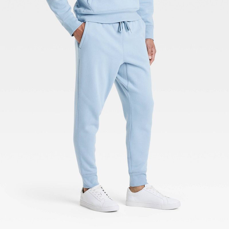 Men's Cotton Fleece Jogger Pants - All In Motion™ Light Blue XXL: Bottoms, Drawstring Waistband