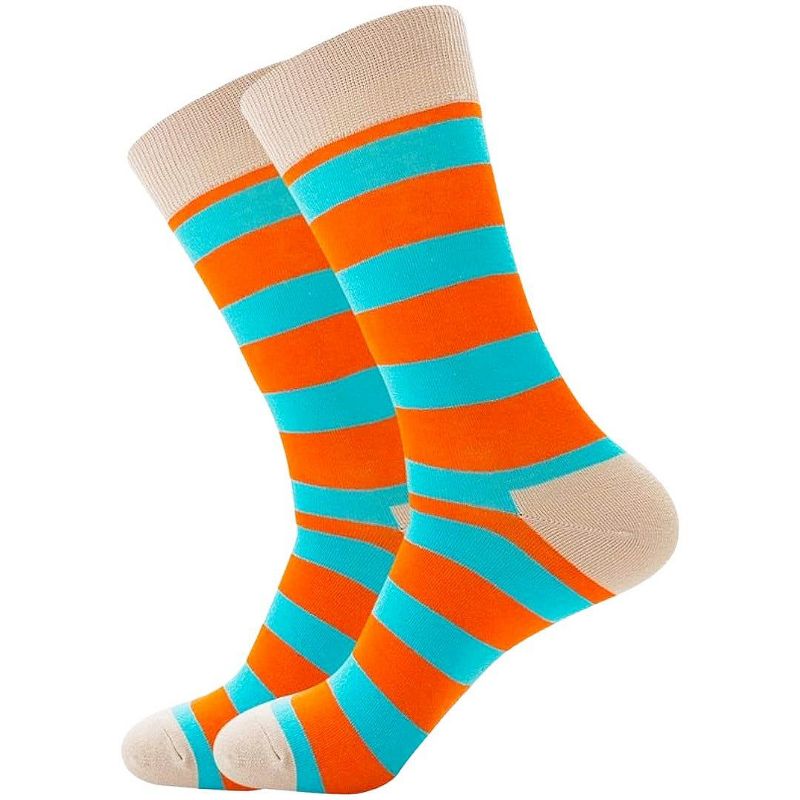 Orange and Blue Striped Socks from the Sock Panda (Men's Sizes, Adult Large)