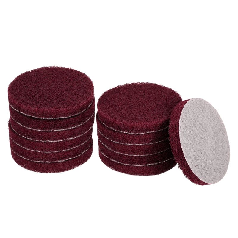 Unique Bargains Home Kitchen Cleaning Tools and Accessories Scouring Pads 3 Inch 12 Pcs Dark Red 500 Grits