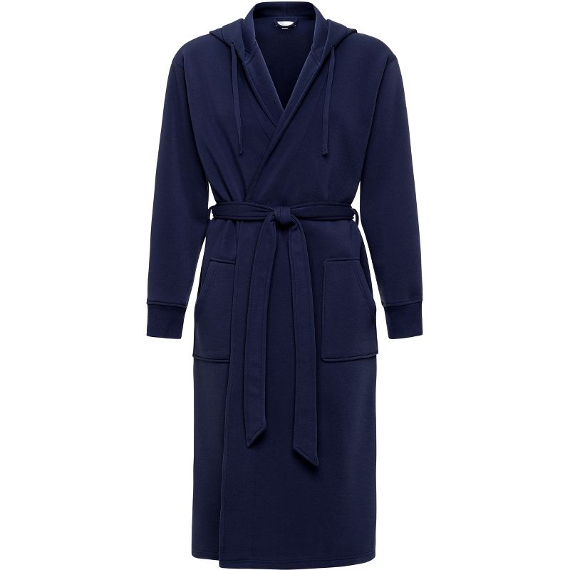 ADR Sweatshirt Robes Men, Hooded Mens Robe with Hood and Pockets - Long Warm Men's Bathrobe Midnight Blue 2XL