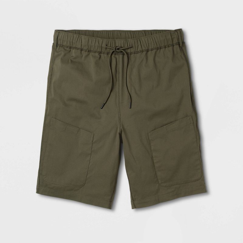 Men's Adaptive Seated Fit9.5" Tech Chino Shorts - Goodfellow & Co™ Olive S: Sensory Friendly, Mid Rise