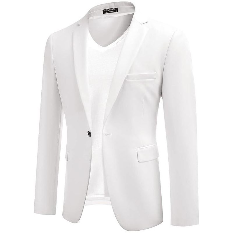 COOFANDY Mens Sport Coat Casual Blazer One Button Business Suit Jacket White S