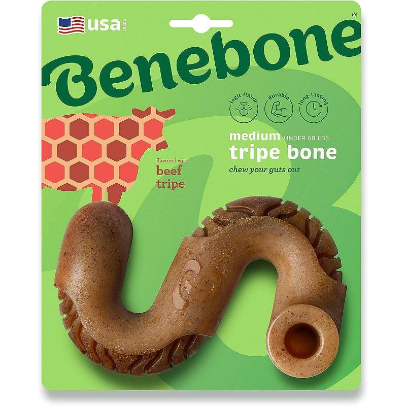 Benebone Tripe Dog Bone Chew Toy - M