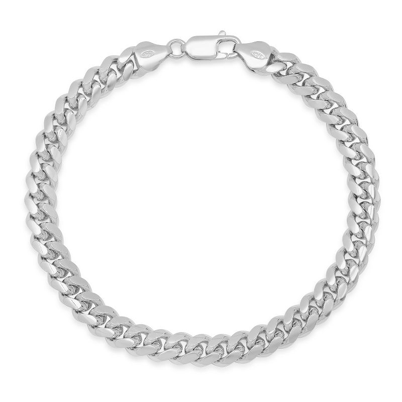 Steeltime unisex sterling silver cuban link chain bracelet. Color Options: Silver, Gold