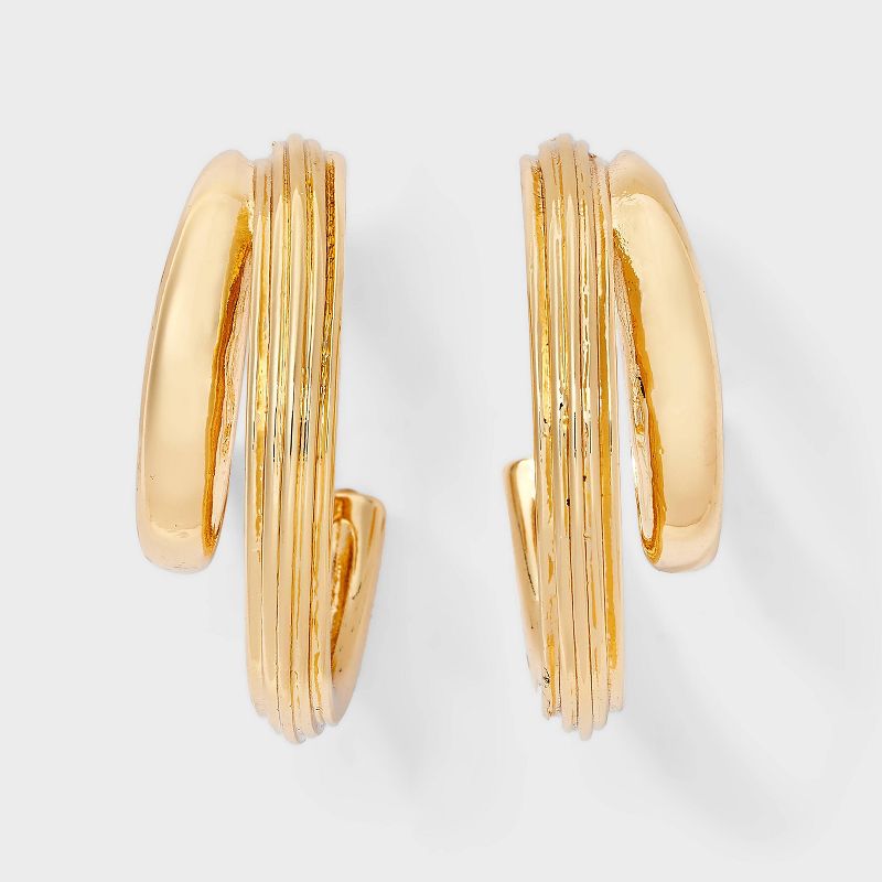 Ribbed Double Hoop Earrings - A New Day™ Gold