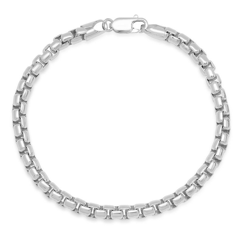 Steeltime unisex Italian sterling silver box link chain bracelet. Color Options: Silver, Gold