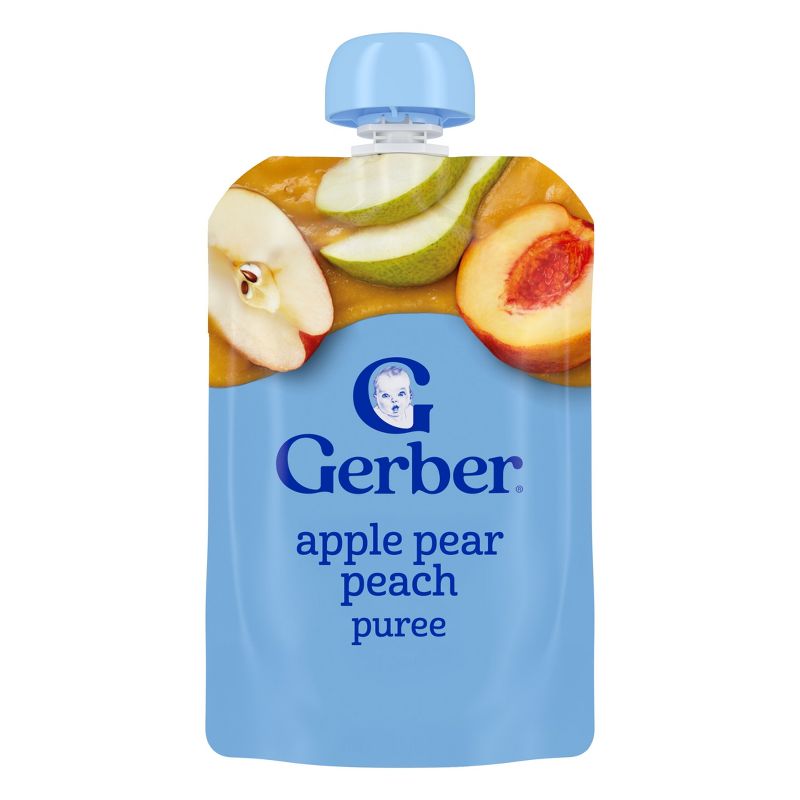 Gerber Non-GMO Baby Food Apple Pear Peach Puree Toddler Food Pouch - 3.5oz​