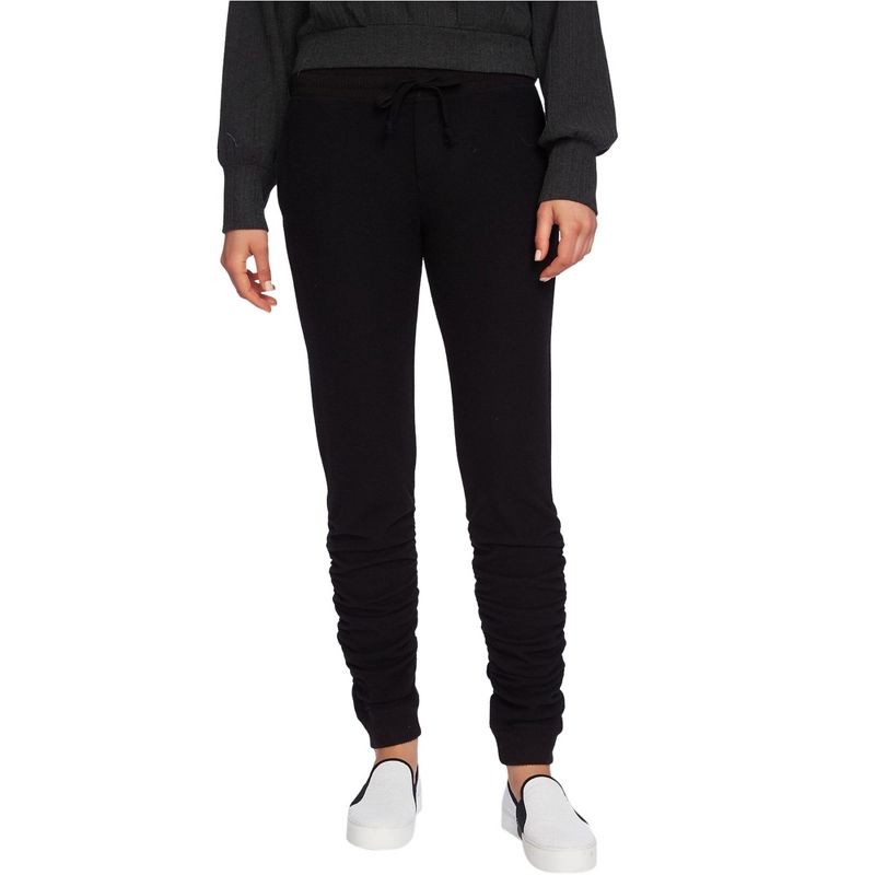 1.STATE Womens Ruched Leg Casual Jogger Pants, black, Small